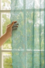 Lace Curtain Fantasy Dark Green Horse Leather - Image 3