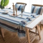 Waterproof Tablecloth Mediterranean Style Blue Striped Tassel Table Cloth Tablecloth Cotton Linen Coffee Table Cloth Cover Towel - Image 4