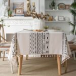 Geometric Black Tassel Rectangular Waterproof Table Cloth Round Tablecloth Coffee Table Cover Towel - Image 2