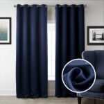 Dark Blue Bedroom Blackout Fabric Printed Curtains - Image 5