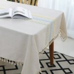 Cotton Linen Rectangular Tablecloth With Tassel Square Table Cloth  Dust-Proof Table Cover For Room Decor Restaurant Kitchen Dinning Room Table Cover - Image 3